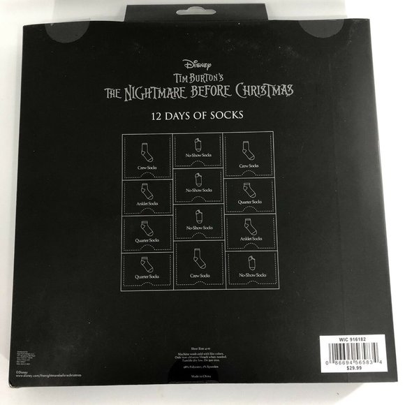 Disney Nightmare Before Christmas Advent Calendar 12 Days Of Socks Unisex NEW - Picture 4 of 8